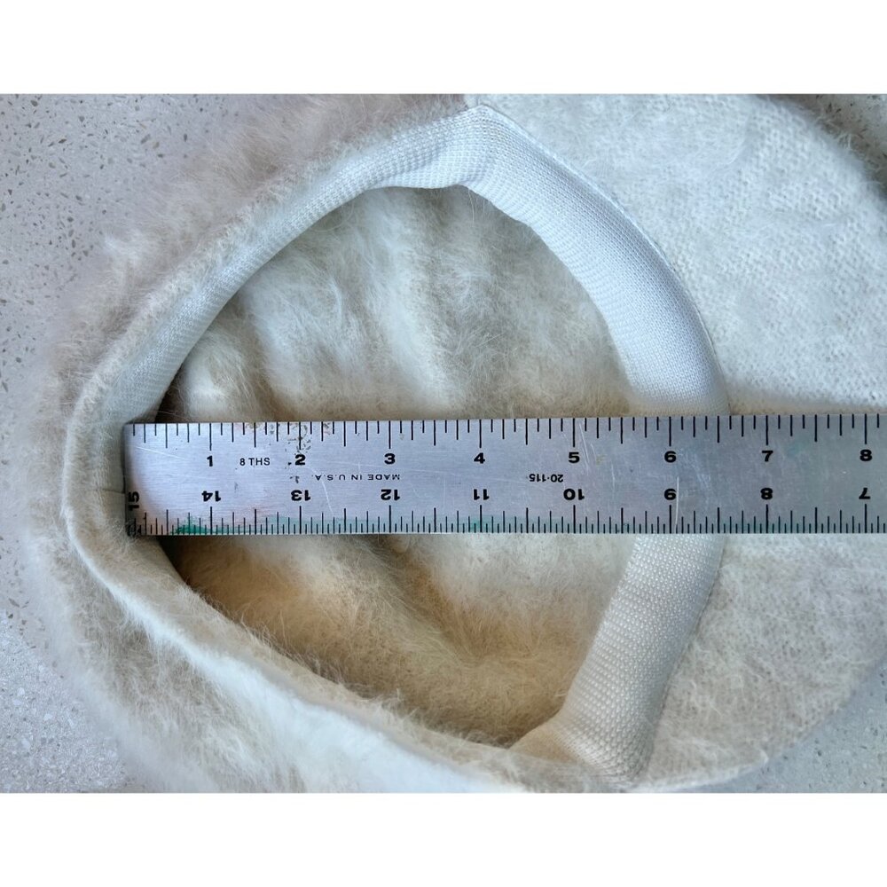Newsboy Hat White Mohair With Fuzzy Finish Vintage GUC - Picture 9 of 10